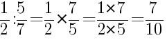 Решение дробей 1/2 делить на 5/7