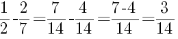 Решение дробей 1/2 минус 2/7