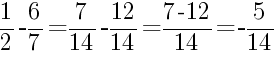 Решение дробей 1/2 минус 6/7