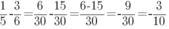 Решение дробей 1/5 минус 3/6