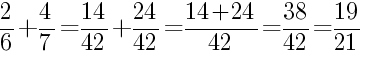 Решение дробей 2/6 плюс 4/7