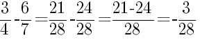 Решение дробей 3/4 минус 6/7