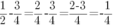 Решение дробей 1/2 минус 3/4