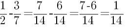 Решение дробей 1/2 минус 3/7