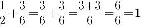 Решение дробей 1/2 плюс 3/6