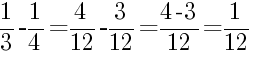 Решение дробей 1/3 минус 1/4