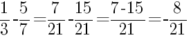 Решение дробей 1/3 минус 5/7