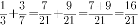 Решение дробей 1/3 плюс 3/7