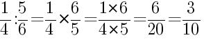 Решение дробей 1/4 делить на 5/6