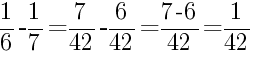 Решение дробей 1/6 минус 1/7