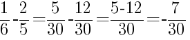Решение дробей 1/6 минус 2/5