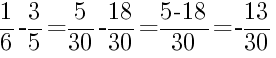 Решение дробей 1/6 минус 3/5