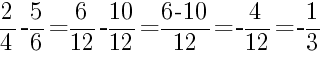 Решение дробей 2/4 минус 5/6