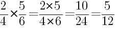 Решение дробей 2/4 умножить на 5/6