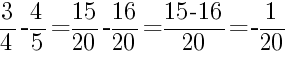 Решение дробей 3/4 минус 4/5