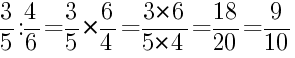 Решение дробей 3/5 делить на 4/6
