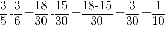 Решение дробей 3/5 минус 3/6