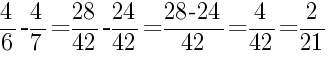 Решение дробей 4/6 минус 4/7